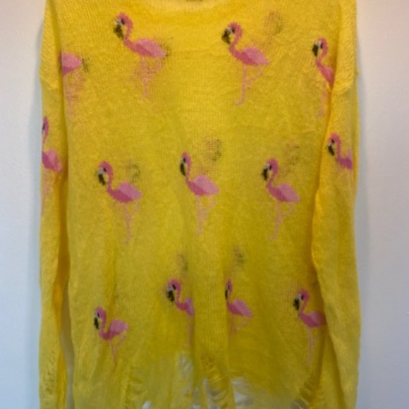 Wildfox Yellow Lennon Flamingo Sweater - Picture 5 of 6